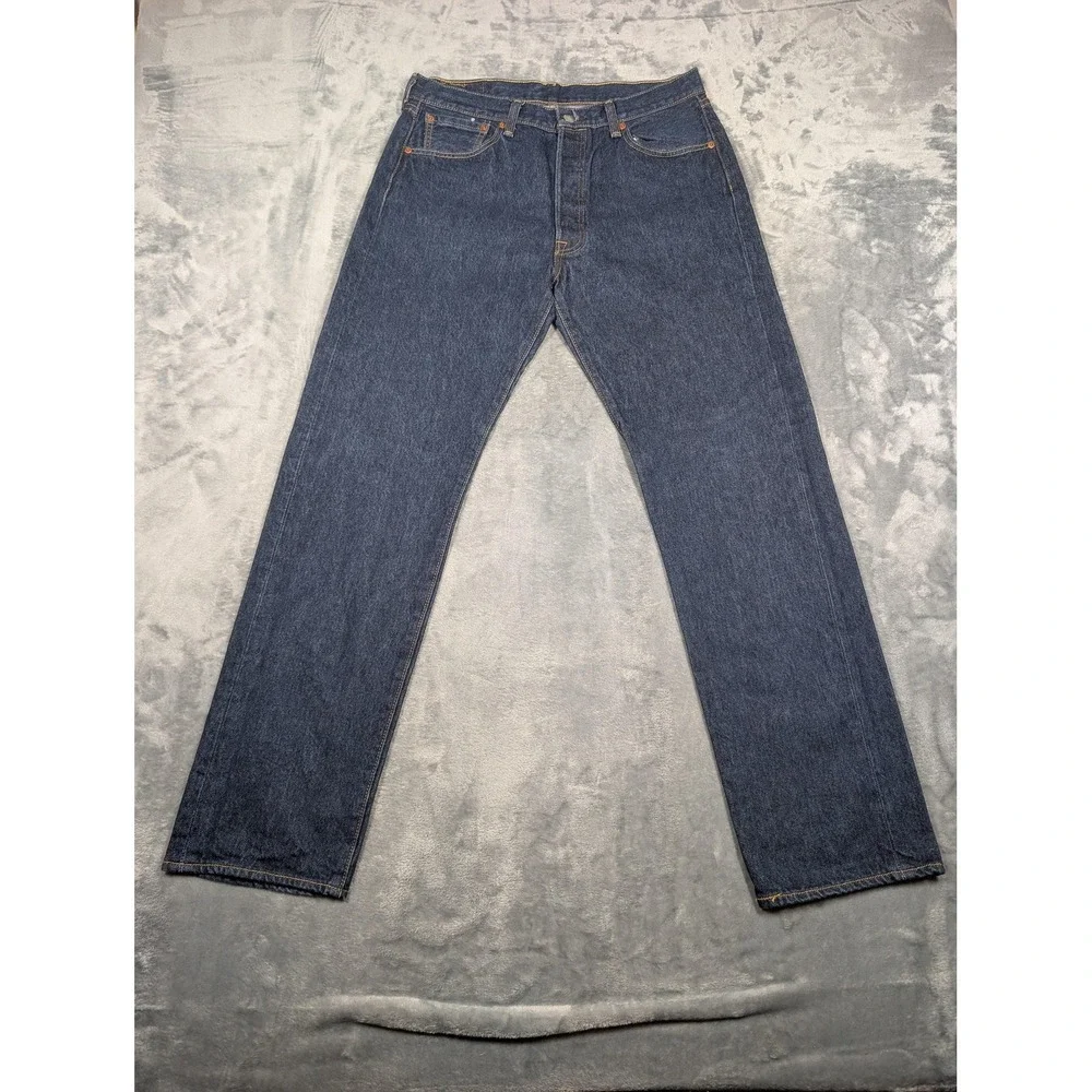 Levis 501 Jeans Mens 36x36 (32x32)Blue Straight Leg Denim Button Fly Medium Wash
